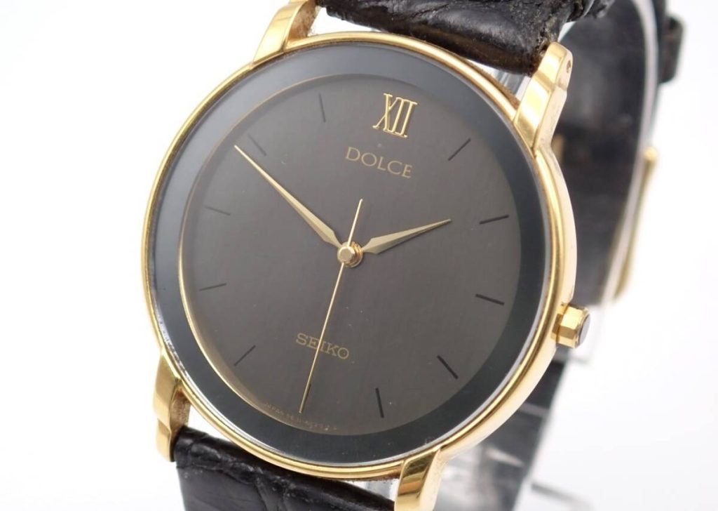 メンズ セイコー SEIKO DOLCE 稼働品 5E31-6C10 ブラック文字盤